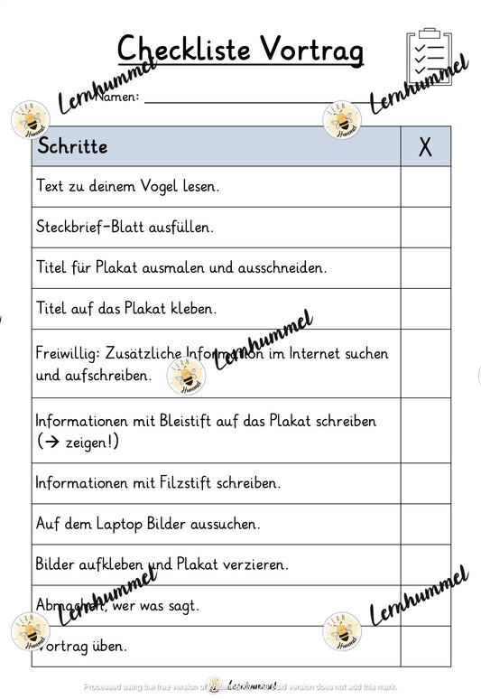 Checkliste für Vortrag