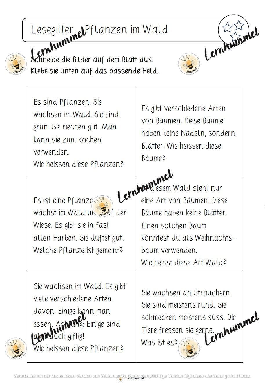 Lesegitter Wald