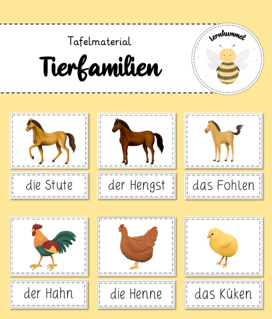 Tafelmaterial Tierfamilien (Bauernhof)