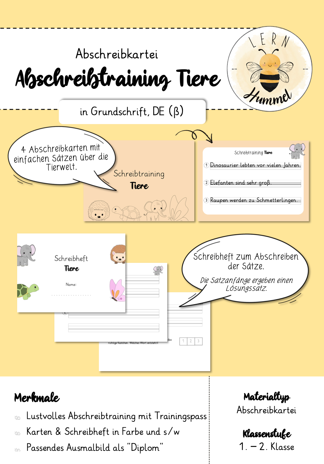 Abschreibtraining Tiere