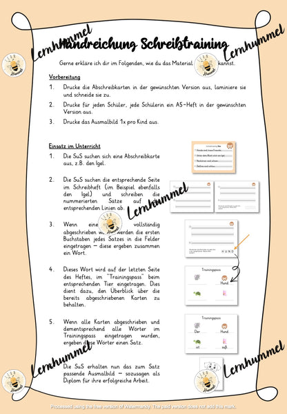 Abschreibtraining Tiere