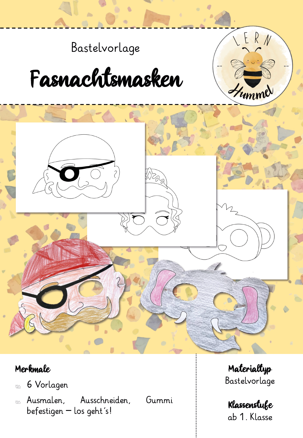 Bastelvorlage Fasnachtsmasken