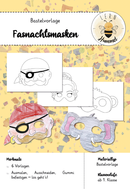 Bastelvorlage Fasnachtsmasken