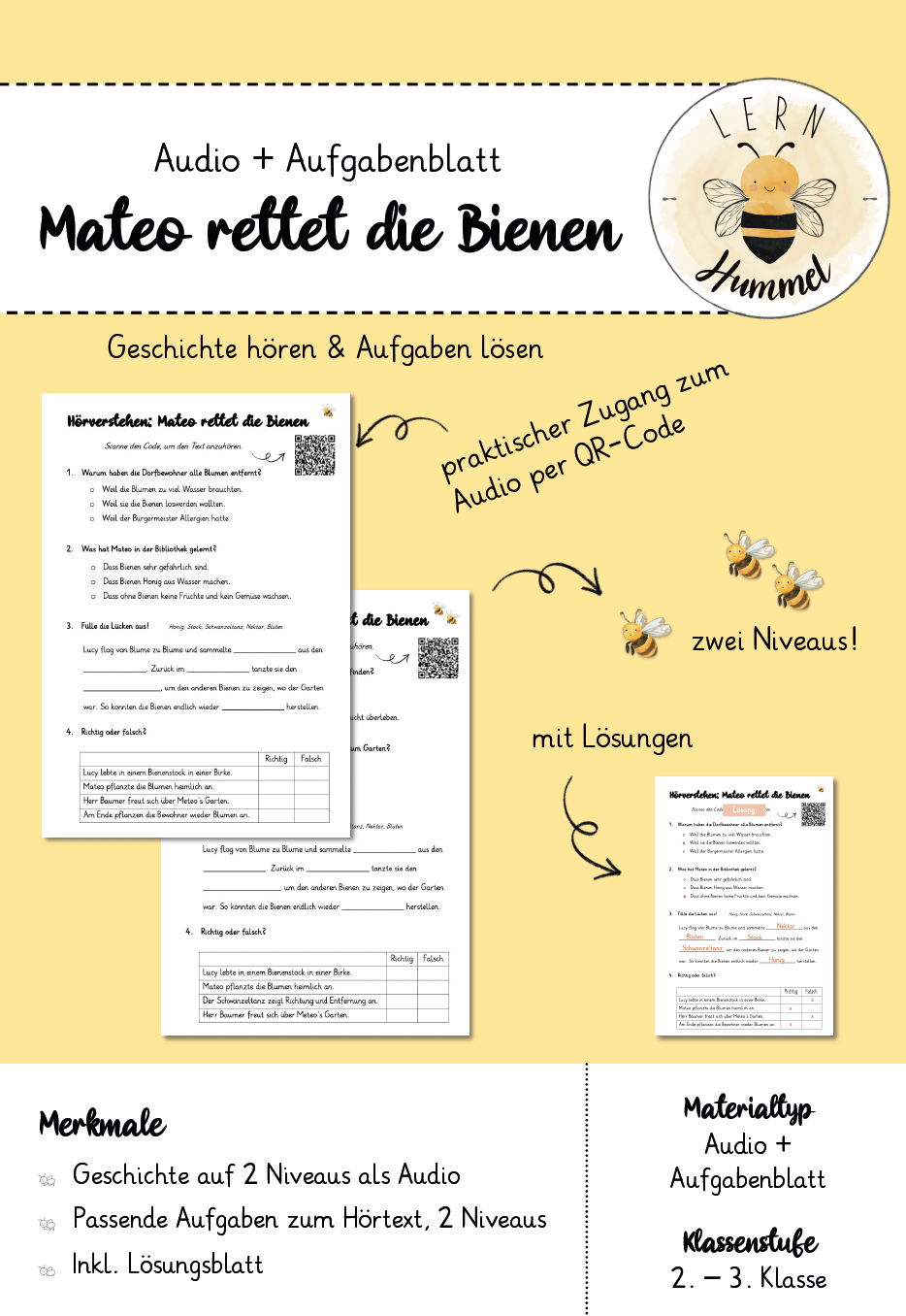 Hörverstehen - Mateo rettet die Bienen (Geschichte)