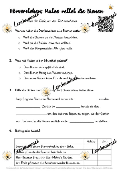 Hörverstehen - Mateo rettet die Bienen (Geschichte)