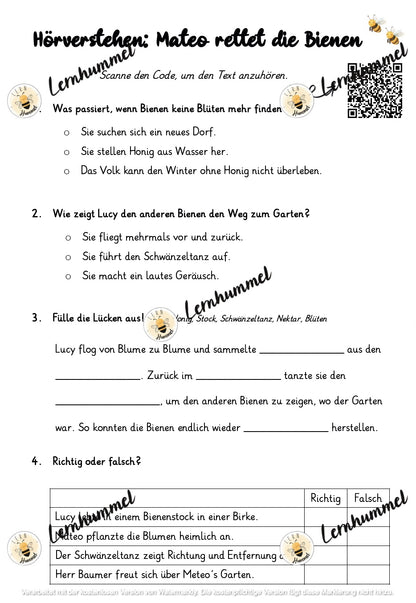 Hörverstehen - Mateo rettet die Bienen (Geschichte)