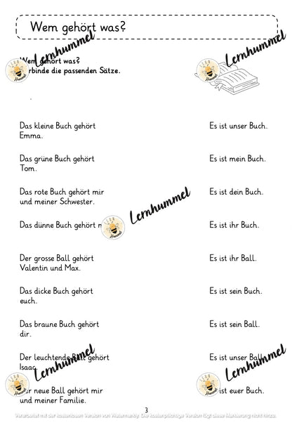Mini-Heft Possessivpronomen