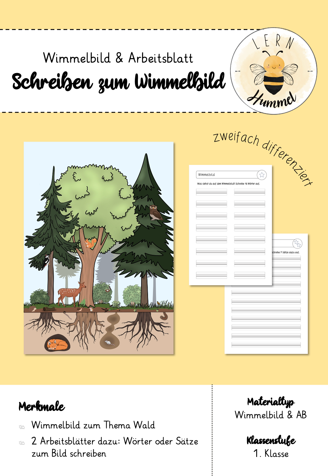 Schreiben zum Wald-Wimmelbild