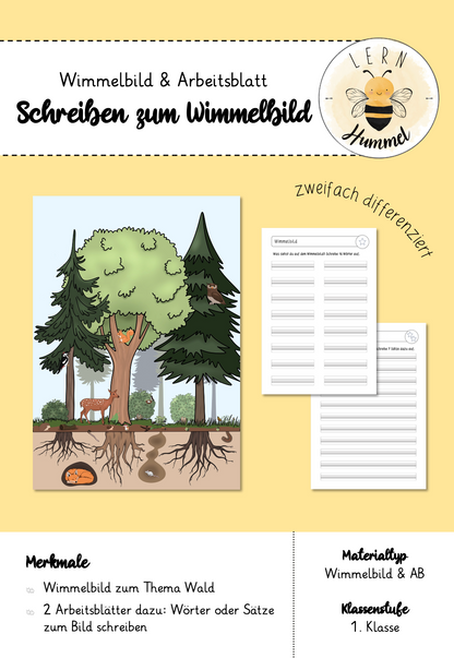 Schreiben zum Wald-Wimmelbild