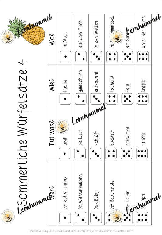 Würfelsätze Sommer