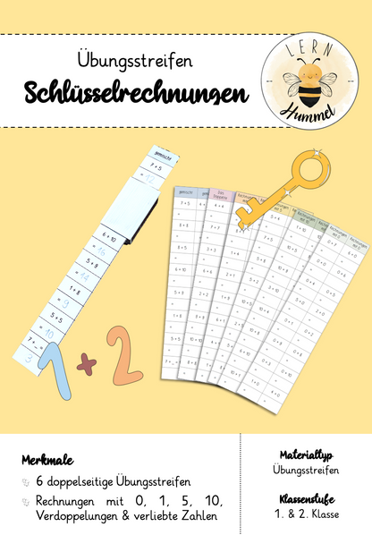 Übungsstreifen Schlüsselrechnungen (Plusrechnen)