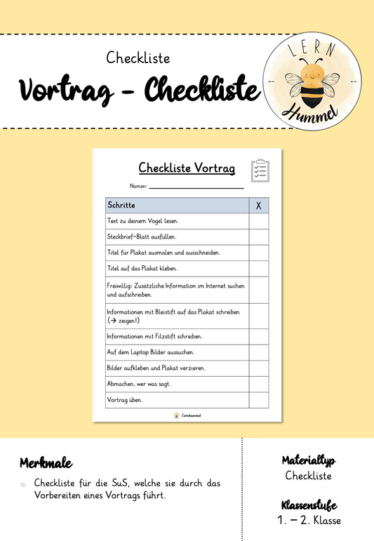 Checkliste für Vortrag