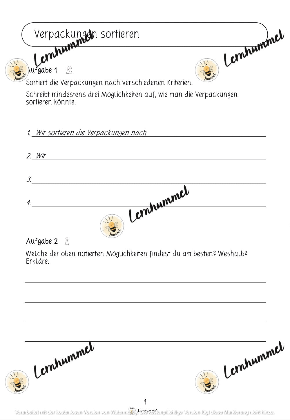 Forscherheft Thema Verpackung & Recycling