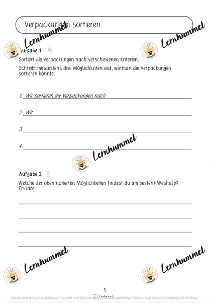 Forscherheft Thema Verpackung & Recycling