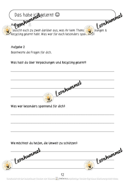 Forscherheft Thema Verpackung & Recycling