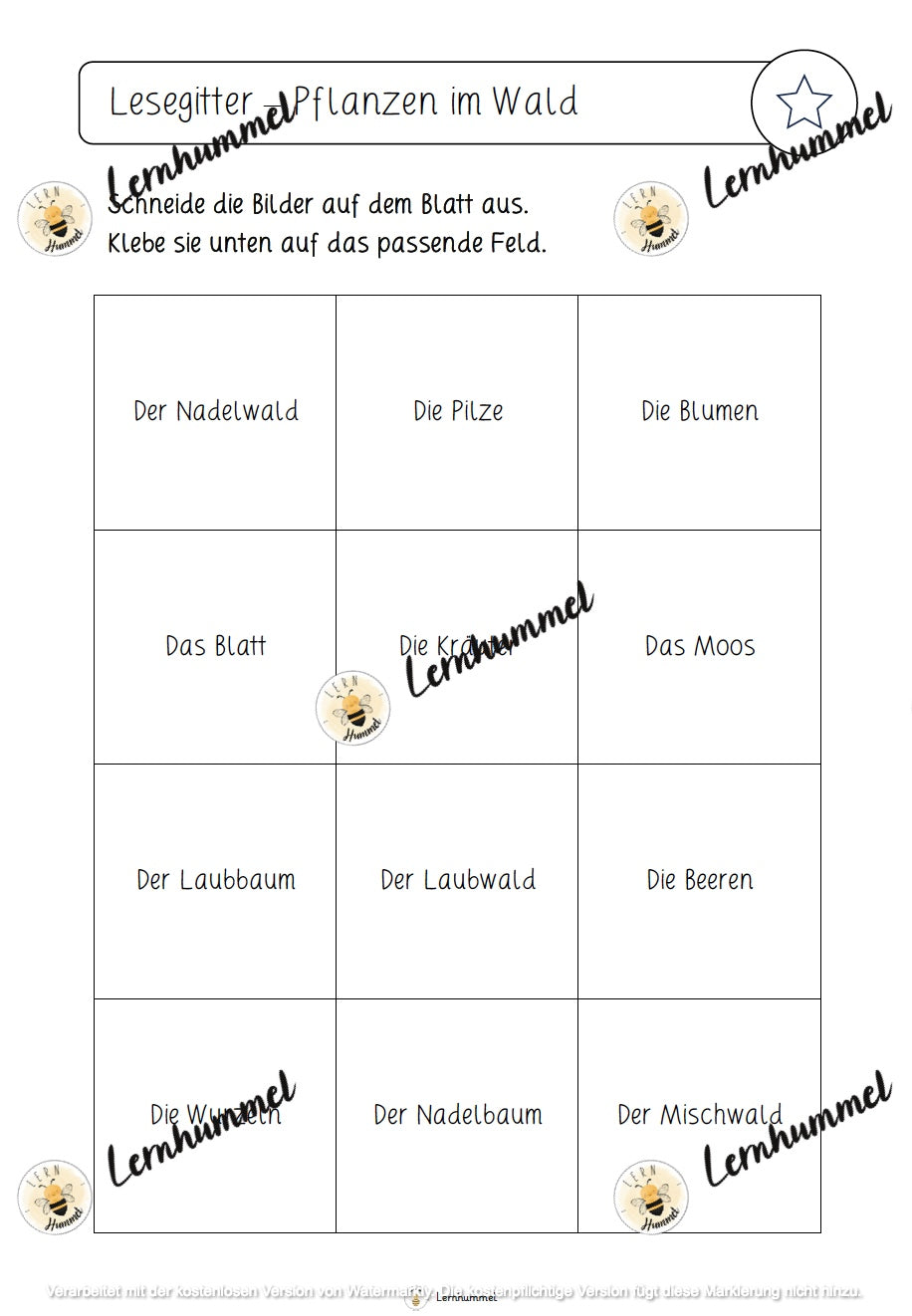 Lesegitter Wald