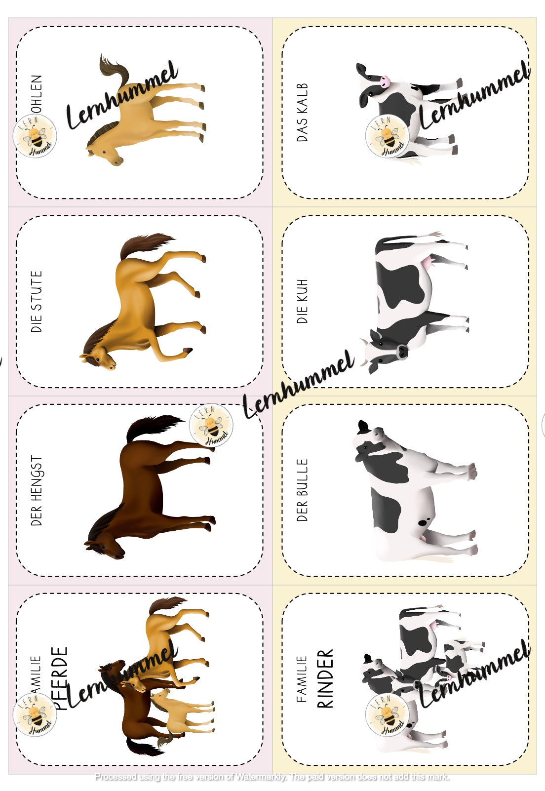 Materialpaket - Tierfamilien (Tafelmaterial, Übungsblätter & Spiele)