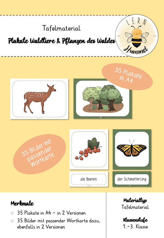 Tafelmaterial - Tiere und Pflanzen des Waldes