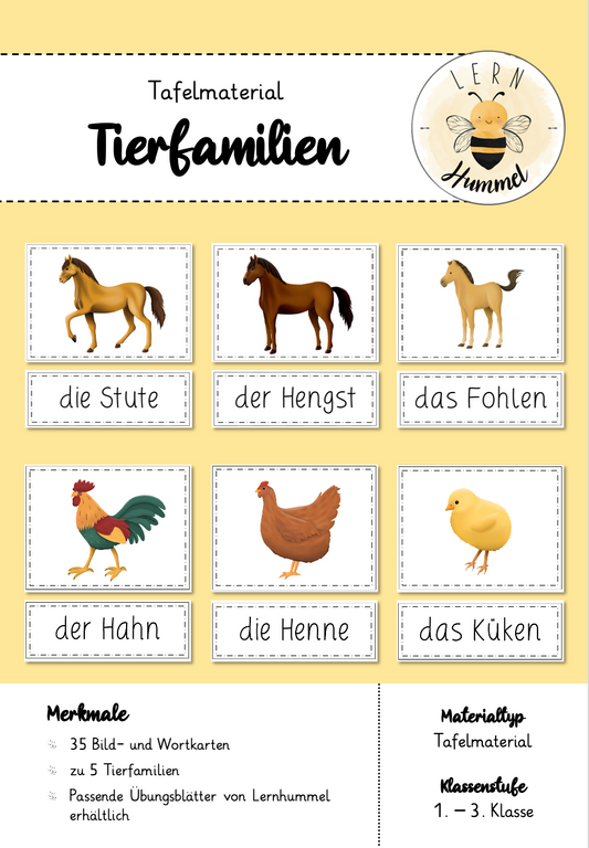 Tafelmaterial - Tierfamilien
