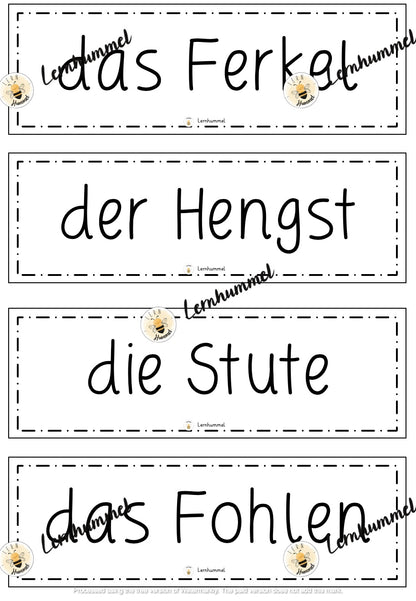 Tafelmaterial - Tierfamilien