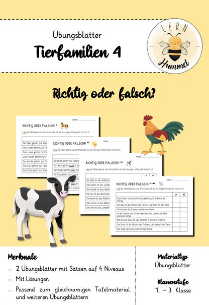 Übungsblätter 4 - Tierfamilien (Richtig oder falsch?)