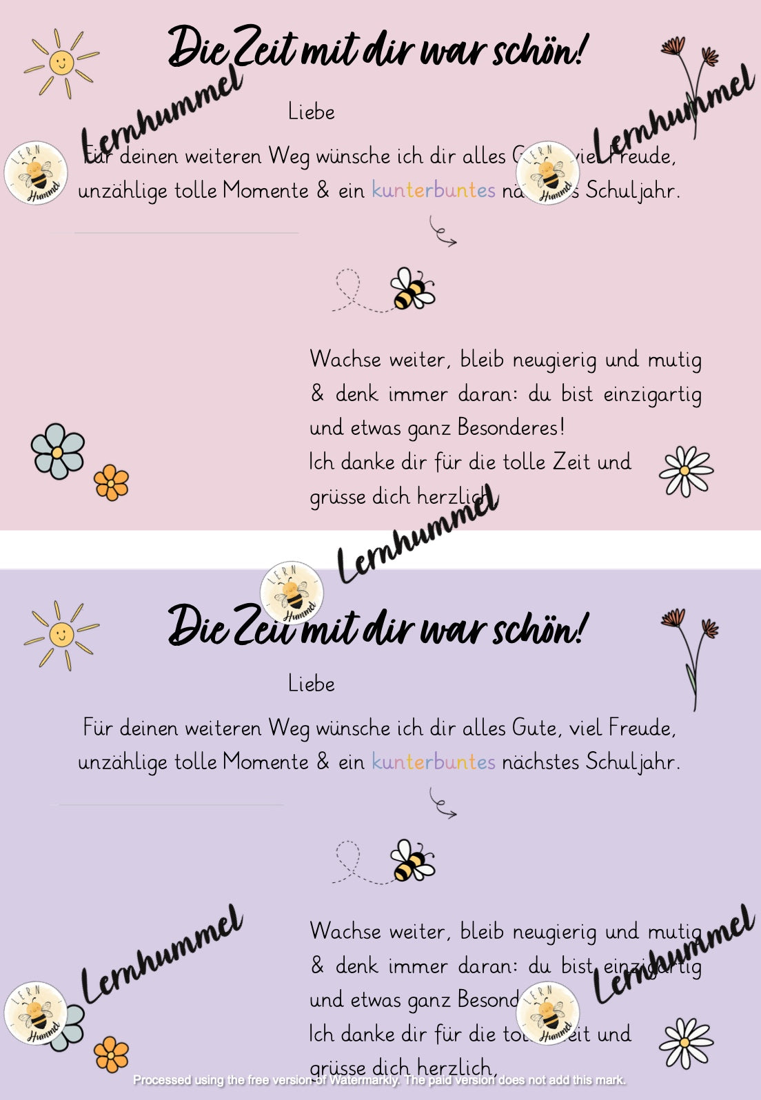 Abschiedskarten für deine Klasse