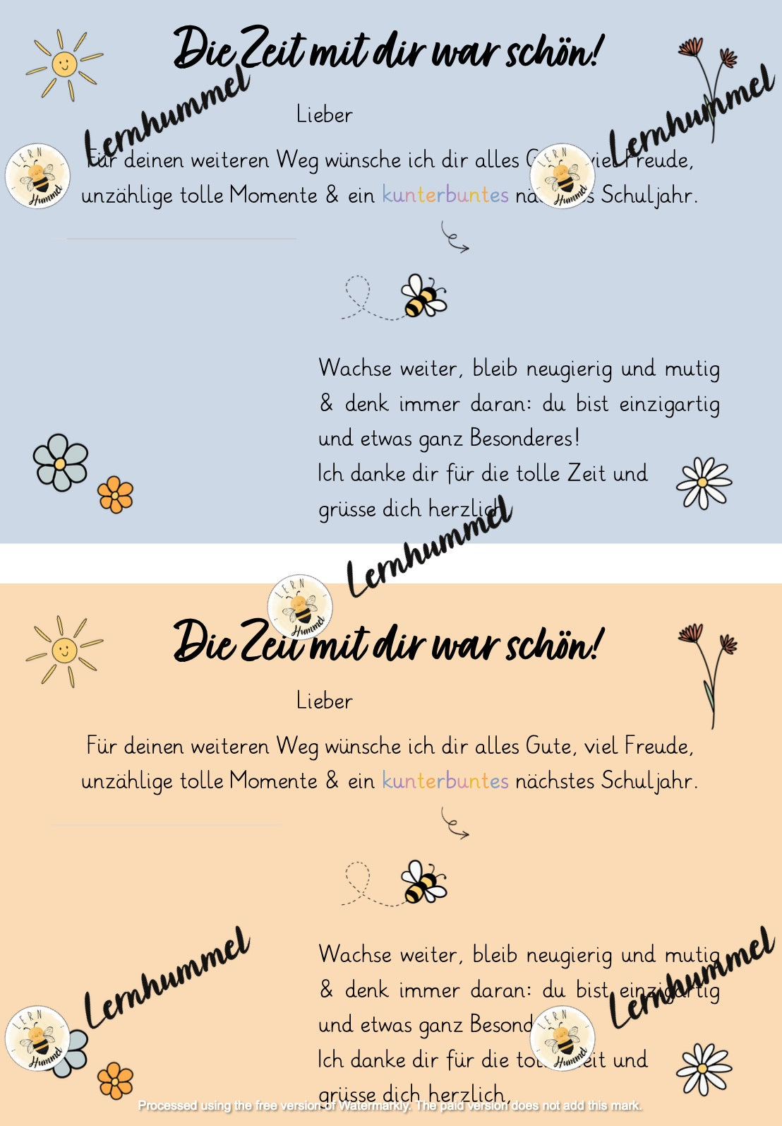 Abschiedskarten für deine Klasse