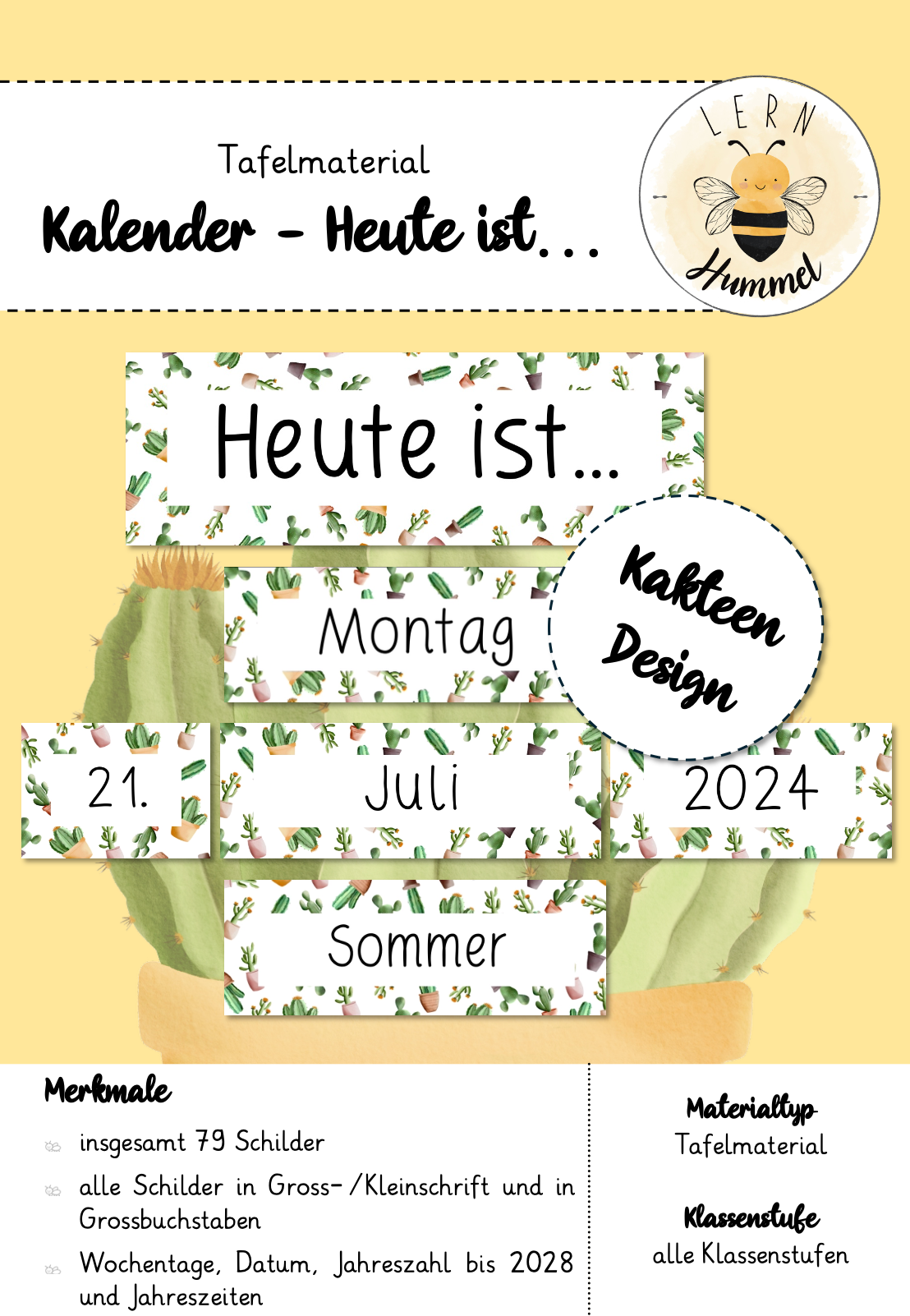 Heute ist... - Kalender im Kakteen Design