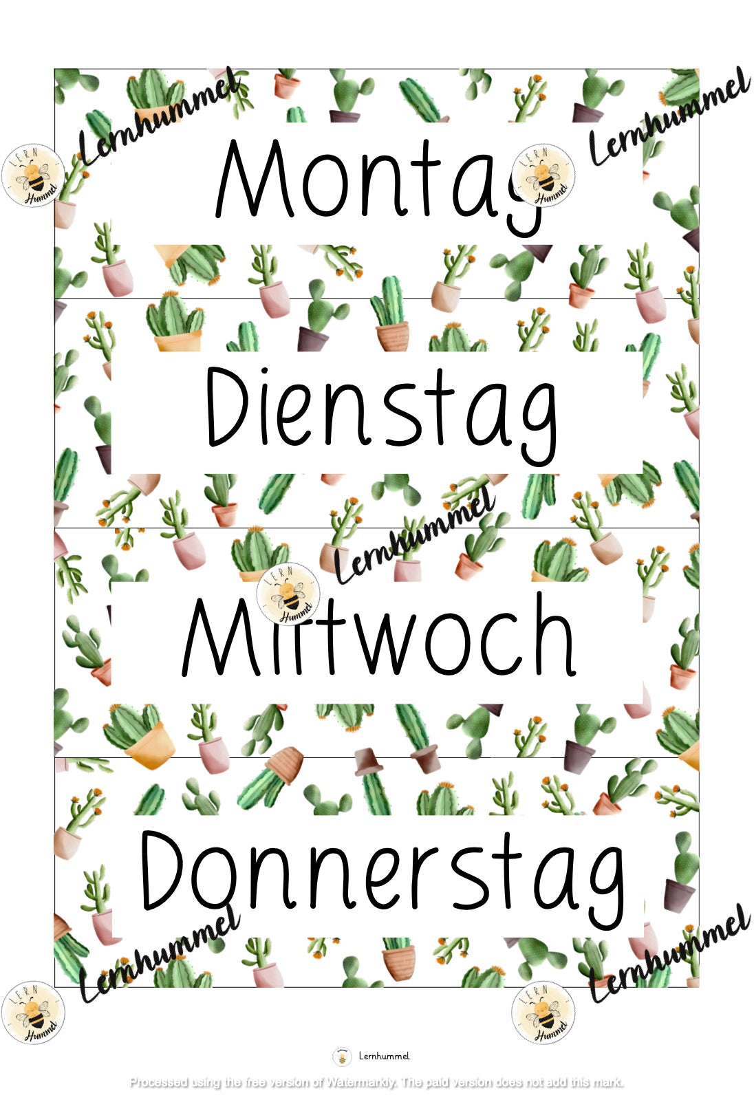 Heute ist... - Kalender im Kakteen Design