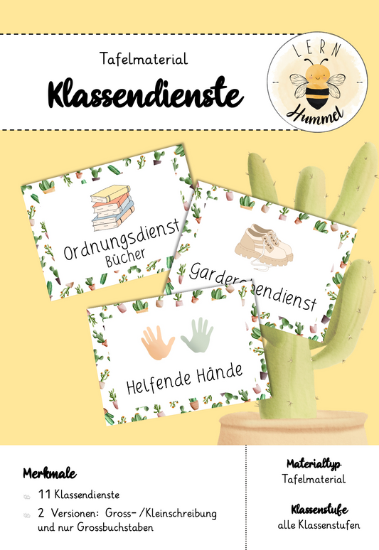 Ämtli / Klassendienste im Kakteen-Design