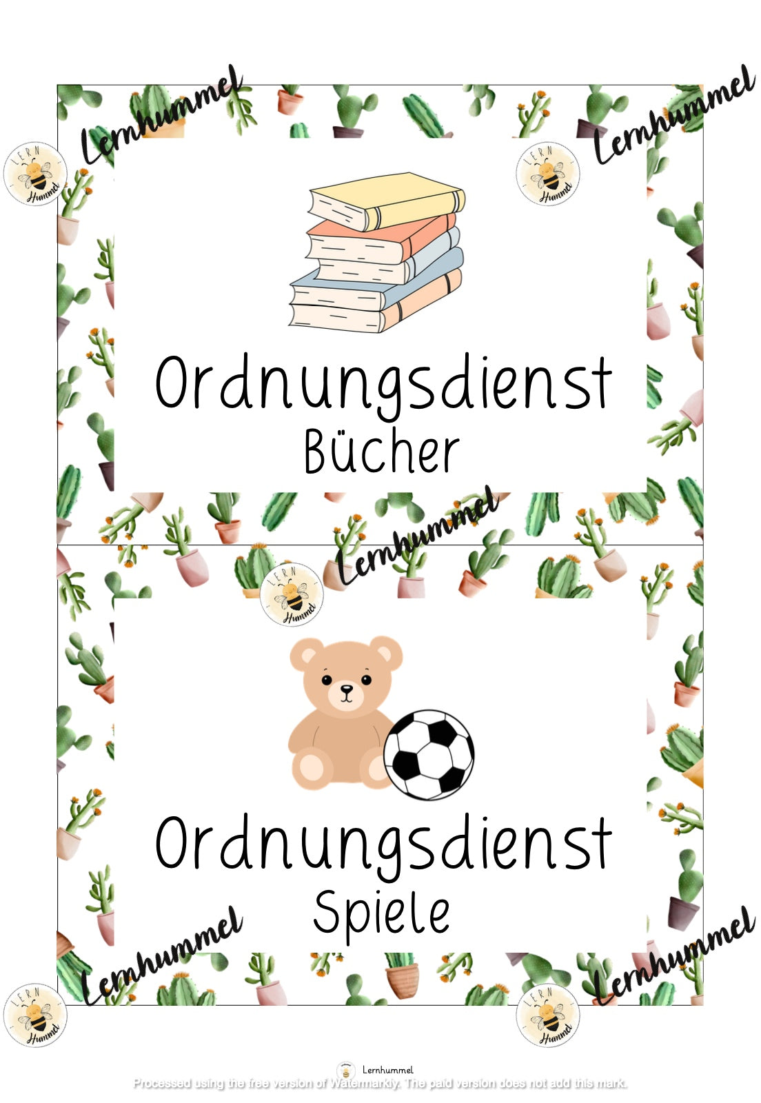 Ämtli / Klassendienste im Kakteen-Design